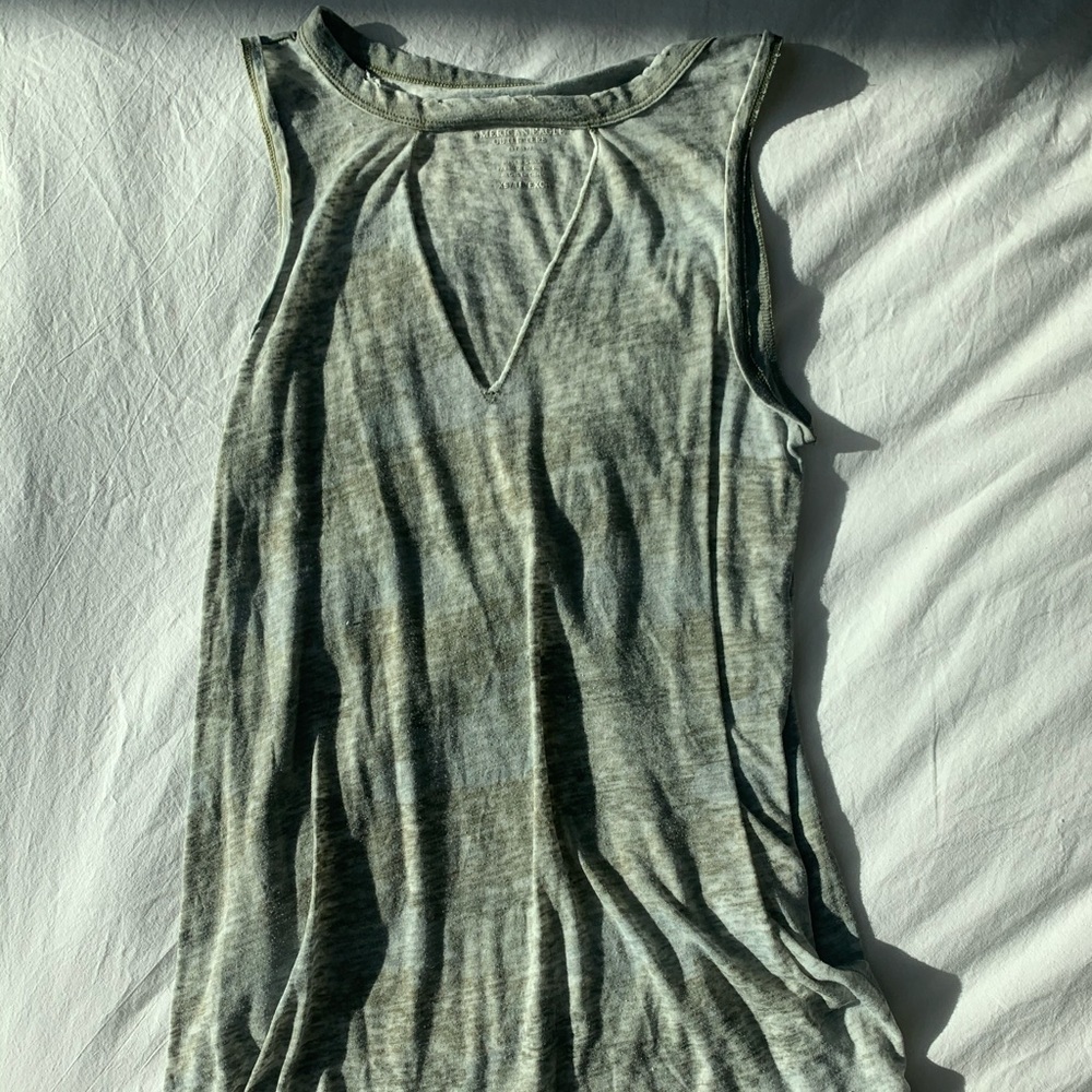 American Eagle Distressed Camo Top